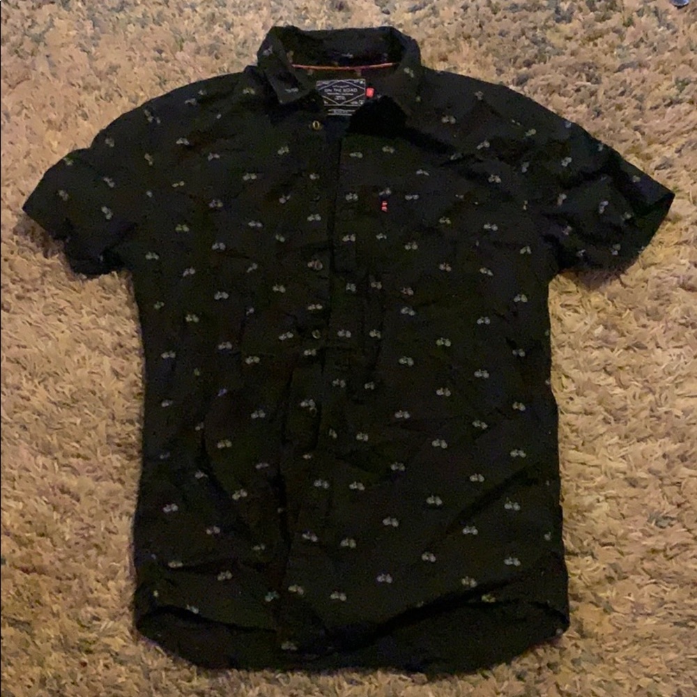 Men’s button up shirt with bikes